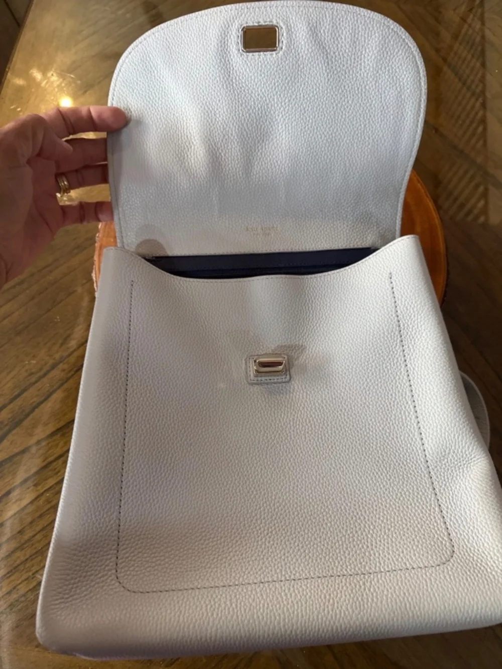 NWOT Kate Spade Essential Medium Turnlock Leather Backpack Gray